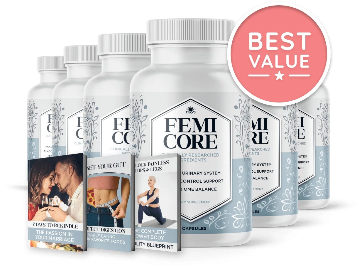 6 bottles of FemiCore best value incontinence relief supplement